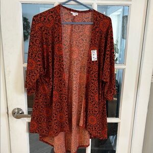 356.     Red and Black Patterned Kimono Jacket
